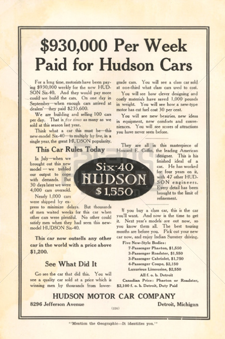 HUDSON MOTOR CAR